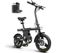 14 inch Electric Bike for Adults Teens,Portable Folding Commute Electric Bicycle,45KM Max Range,36V 7.8Ah Built-in Battery,Integrated Headlight,Rear Shock Absorber,Red Dot Award Winning Design E-bike