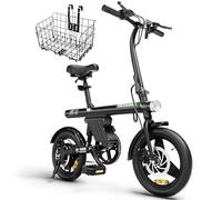 14 inch Electric Bike for Adults Teens,Portable Folding Commute Electric Bicycle,45KM Max Range,36V 7.8Ah Built-in Battery,Integrated Headlight,Rear Shock Absorber,Red Dot Award Winning Design E-bike