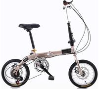 14-Inch Folding Bike for Students and Adults, Bicycle with Front and Rear Wheel Frame Made of Carbon Steel, Super Lightweight Folding Bike with Variable Speed 1