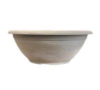 14 Inch Garden Bowl Planter Round Decorative Plant Pot Indoor Outdoor Lightweight White or Terracotta Tub for Flowers Herbs Shrubs Patio Balcony Durable Weather Resistant (1, Powdered Beige Grey)