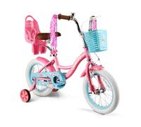 14 Inch Girls Bike with Training Wheels, Pink Kids Bicycle with Basket & Doll Seat for 3 4 5 Years Old Toddlers, Children's Bicycle for Beginners