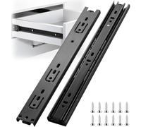14 Inch Heavy Duty Full Extension Ball Bearing with Mounting Screws, 2pcs Soft Close Drawer Slides, Side Mount Drawer Rails for Dresser, Cabinet, Kitchen 100 LB Capacity(Black 14in)