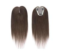 14 inch Human Hair Toppers For Women, 8.5x10.5 cm Silk Base Clip In Topper Hairpiece Womans Hair Topper(Dark brown)