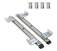 14 Inch Keyboard Slide Rails - 2 Pcs Ball Bearing Drawer Runners for Computer Accessories - Adjustable Height Brackets Included - Black/Silver Cabinet Furniture Hardware
