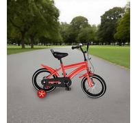 14 Inch Kids Bike for Boys & Girls Children Bike with Stabilisers & Bell Kids Bicycle with Fenders, Beginner Bike Kids Cycle Adjustable Seat 55.88-66.8cm (Red)