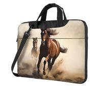 14 Inch Laptop Shoulder Bag For Men Women,Waterproof Briefcase Messenger Bag Animals Horse Running Laptop Sleeve Bag W/Strap Handle