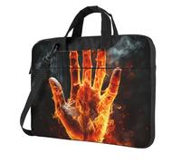 14 Inch Laptop Shoulder Bag For Men Women,Waterproof Briefcase Messenger Bag Fire Flame Hand Laptop Sleeve Bag W/Strap Handle