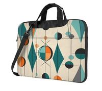14 Inch Laptop Shoulder Bag For Men Women,Waterproof Briefcase Messenger Bag Mid Century Geometric Laptop Sleeve Bag W/Strap Handle