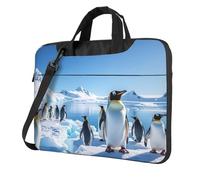 14 Inch Laptop Shoulder Bag For Men Women,Waterproof Briefcase Messenger Bag Penguin Antarctica Ice Laptop Sleeve Bag W/Strap Handle