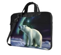 14 Inch Laptop Shoulder Bag For Men Women,Waterproof Briefcase Messenger Bag Polar Bears Northern Lights Laptop Sleeve Bag W/Strap Handle