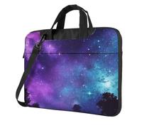 14 Inch Laptop Shoulder Bag For Men Women,Waterproof Briefcase Messenger Bag Purple Starry Sky Laptop Sleeve Bag W/Strap Handle