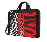14 Inch Laptop Shoulder Bag For Men Women,Waterproof Briefcase Messenger Bag Red Leopard And Zebra Animal Laptop Sleeve Bag W/Strap Handle