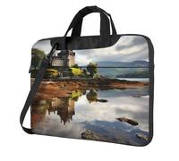 14 Inch Laptop Shoulder Bag For Men Women,Waterproof Briefcase Messenger Bag Scotland Castle Water Lake Scottish Laptop Sleeve Bag W/Strap Handle