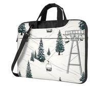 14 Inch Laptop Shoulder Bag For Men Women,Waterproof Briefcase Messenger Bag Ski Lift With Fir Tree Laptop Sleeve Bag W/Strap Handle
