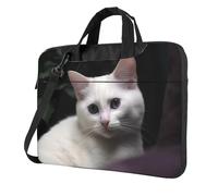 14 Inch Laptop Shoulder Bag For Men Women,Waterproof Briefcase Messenger Bag White Cat Laptop Sleeve Bag W/Strap Handle