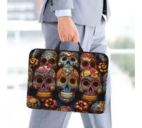 14 Inch Laptop Sleeve Case Waterproof Travel Laptop Bag Handbag Shockproof Protective Computer Cover Colorful Sugar Skulls Carrying Bag Briefcase With Handle For 13-14 Inch Notebook