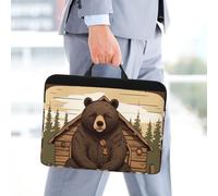 14 Inch Laptop Sleeve Case Waterproof Travel Laptop Bag Handbag Shockproof Protective Computer Cover Rustic Lodge Bear Carrying Bag Briefcase With Handle For 13-14 Inch Notebook