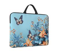 14 inch Laptop Sleeve with Handle Shockproof Laptop Bag Waterproof Computer Cover Bag Blue Butterfly Floral Briefcase