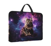 14 inch Laptop Sleeve with Handle Shockproof Laptop Bag Waterproof Computer Cover Bag Cat Sitting Inside Nebula Briefcase