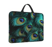 14 inch Laptop Sleeve with Handle Shockproof Laptop Bag Waterproof Computer Cover Bag Close-Up of Peacock Feathers Briefcase