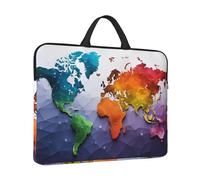 14 inch Laptop Sleeve with Handle Shockproof Laptop Bag Waterproof Computer Cover Bag Color World map Briefcase