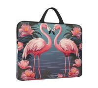 14 inch Laptop Sleeve with Handle Shockproof Laptop Bag Waterproof Computer Cover Bag Flock of Tropical Flamingos Briefcase