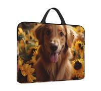 14 inch Laptop Sleeve with Handle Shockproof Laptop Bag Waterproof Computer Cover Bag Golden Retriever Sunflower Briefcase
