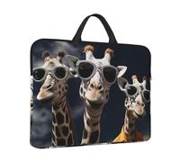 14 inch Laptop Sleeve with Handle Shockproof Laptop Bag Waterproof Computer Cover Bag Three Giraffes Wearing Sunglasses Briefcase