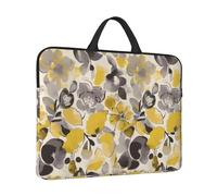 14 inch Laptop Sleeve with Handle Shockproof Laptop Bag Waterproof Computer Cover Bag Yellow Gray Flower Briefcase