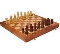 14 Inch Large Wood Magnetic Chess Set with Storage - Folding Wooden Travel Chess Board Game with chessmen Storage - Handmade Tournament Chess Set - Best Strategy Educational Toy for Adults Teens