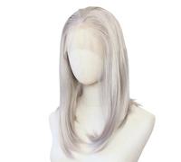 14 inch Light Grey Shrot Bob Straight Synthetic Lace Front Wig Pre Plucked Heat Resistant Hair Wigs 180 Density