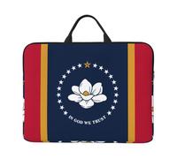 14 inch Mississippi State Flag Print Laptop Sleeve Bag, Water-Resistant Computer Carrying Case for Men & Women