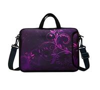 14-Inch Neoprene Laptop Shoulder Messenger Bag Case Sleeve for 13 13.3 14 14.1" Inch Notebook/Chromebook (Purple Flower)