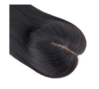 14 inch Real Human Hair Toppers for Women with Thinning Hair,Clip In Topper Silk Base Breathable Hair Piece(Natural Black,11x13cm)