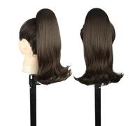 14 Inch Short Drawstring Ponytail Hair Extension for Black Women,Straight Ponytails with End Curls Synthetic Fake Hairpieces for Daily Use(4)