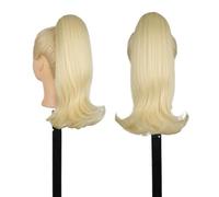 14 Inch Short Drawstring Ponytail Hair Extension for Black Women,Straight Ponytails with End Curls Synthetic Fake Hairpieces Hair Extension for Daily Use(613)