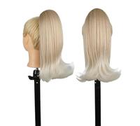 14 Inch Short Drawstring Ponytail Hair Extension for Black Women,Straight Ponytails with End Curls Synthetic Fake Hairpieces Hair Extension for Daily Use(T103-60)