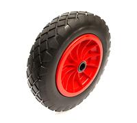 14 Inch Solid Wheel & PU Tyre 3.50-8 Flat Free Puncture Proof 1" / 25.4mm Bore Bush 75mm Hub Wheelbarrow Barrow