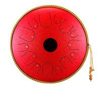 14 Inch Steel Pan Drum 14 Notes Steel Tongue Drum Handpan Percussion Instrument Tank Drum for Adults with Travel Bag and Mallets for Meditation Zen Gift for Kids, Travel, Party (Color : Red)
