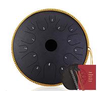14 Inch Steel Tongue Drum, C Key 14 Notes Tank Drum With Rope Decoration, Carry Bag, Music Book, Mallets & Bracket, Perfect Gift For Family & Friends (Color : Black)