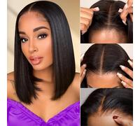 14 Inch Straight Bob Human Hair wig For Black Women,9X6 Lace Glueless Wig Human Hair Pre Plucked Pre Cut,200% Density Wear And Go Glueless Lace Front wig human hair Natural Color Can Be Dyed&Bleached