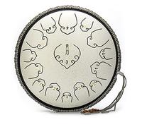 14 Inch Tank Drum 15 Notes Steel Tongue Drum C Key Handpan Drum With Padded Drum Bag And A Pair Of Mallets For Yoga Meditation Religious Activities (Color : White)