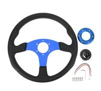 14 Inch Universal Racing Steering Wheel, PU Leather Wrap with Aluminum Frame, 6 Bolt Hub Compatible Sports Car Steering Wheel for Most Vehicles and Racing Cars (Blue)