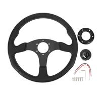 14 Inch Universal Racing Steering Wheel, PU Leather Wrap with Aluminum Frame, 6 Bolt Hub Compatible Sports Car Steering Wheel for Most Vehicles and Racing Cars (Black)