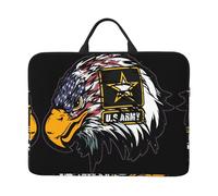 14 inch US Army Cool American Flag Eagle Print Laptop Sleeve Bag, Water-Resistant Computer Carrying Case for Men & Women