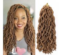 14 Inch Wavy Gypsy Locs Crochet Hair 6 Packs Blonde Goddess Faux Locs Crochet hair African Roots Synthetic Braiding Hair Extensions for Black Women, 27#