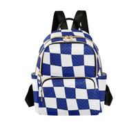 14 Inch women diaper bag backpack Navy Blue and White Checkered Plaid, Navy Blue and White Checkered Plaid, M, Fashion