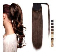 14 inch Wrap Around Ponytail Extension Human Hair 100% Real Remy One Piece Clip in Hair Pieces for Women Natural Invisible (80g,#4 Medium Brown)