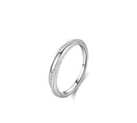 14 K White Gold Ring, Promise Ring Jewelry with Round Shape Moissanite Au585 Silver Band Size O 1/2