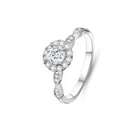 14 K White Gold Ring, Ring for Women Round Au585 White Gold Band with Moissanite0.5ct Size M 1/2